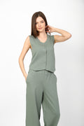Casual set - two pieces of lovely crepe (vest and wide pants)