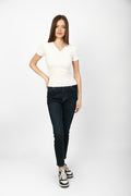Slim-fit T-shirt with a modern "V" neck in white