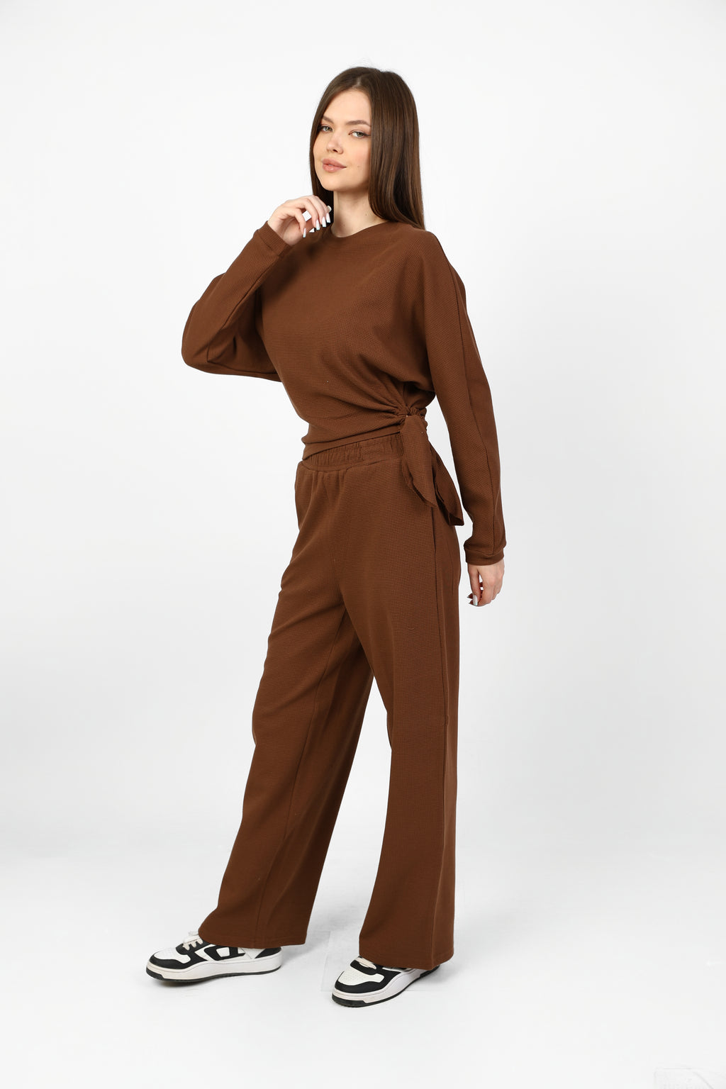 Comfortable two-piece set with stylish side tie.