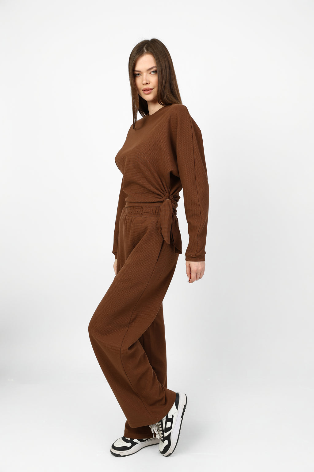 Comfortable two-piece set with stylish side tie.
