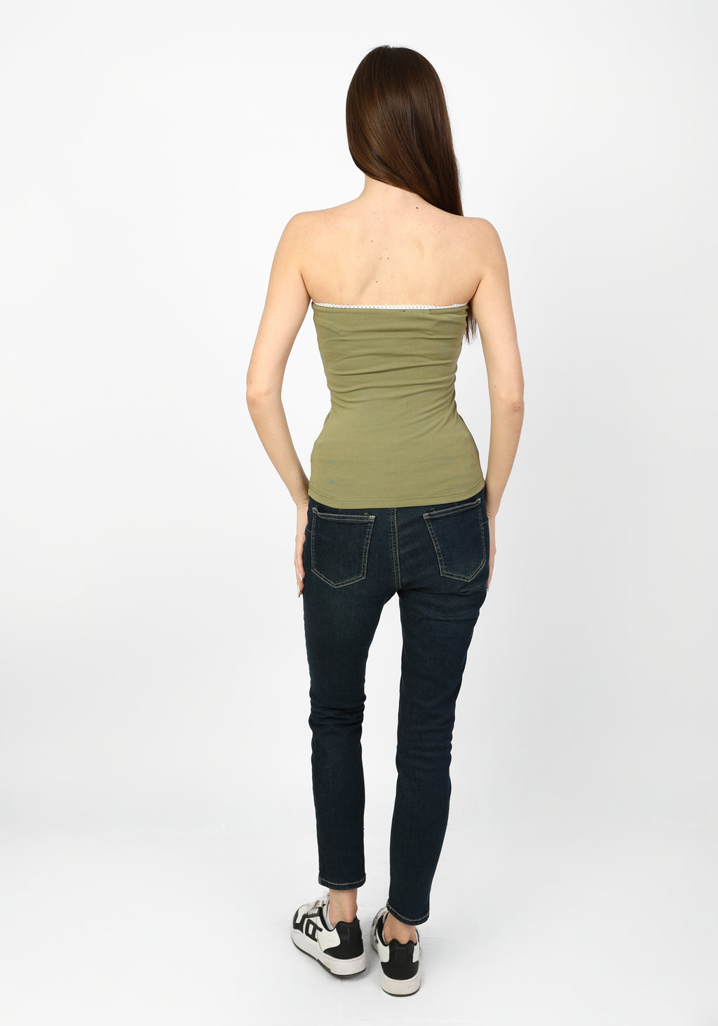 Stretch cotton top Olive colour
