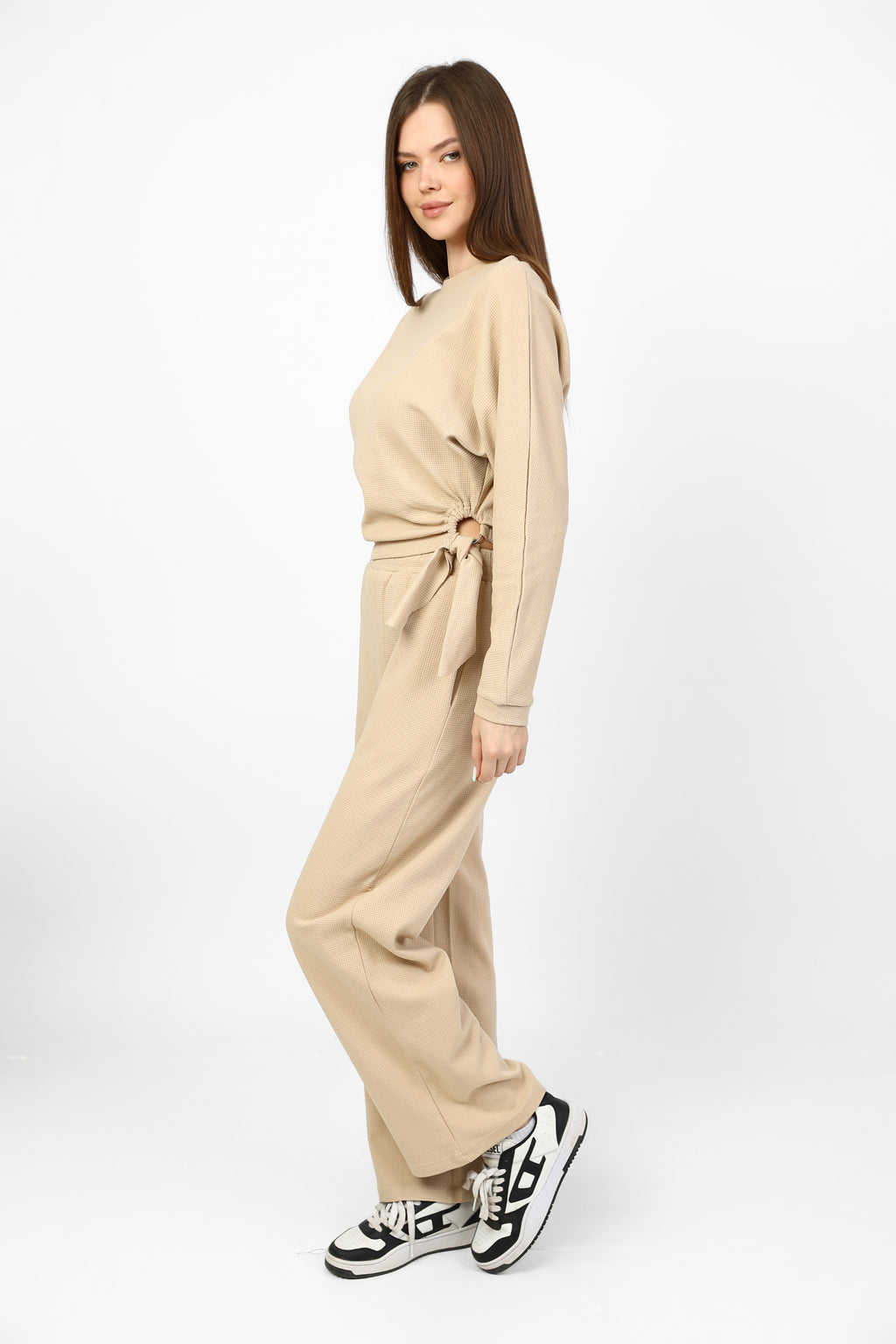 Comfortable two-piece set with stylish side tie.