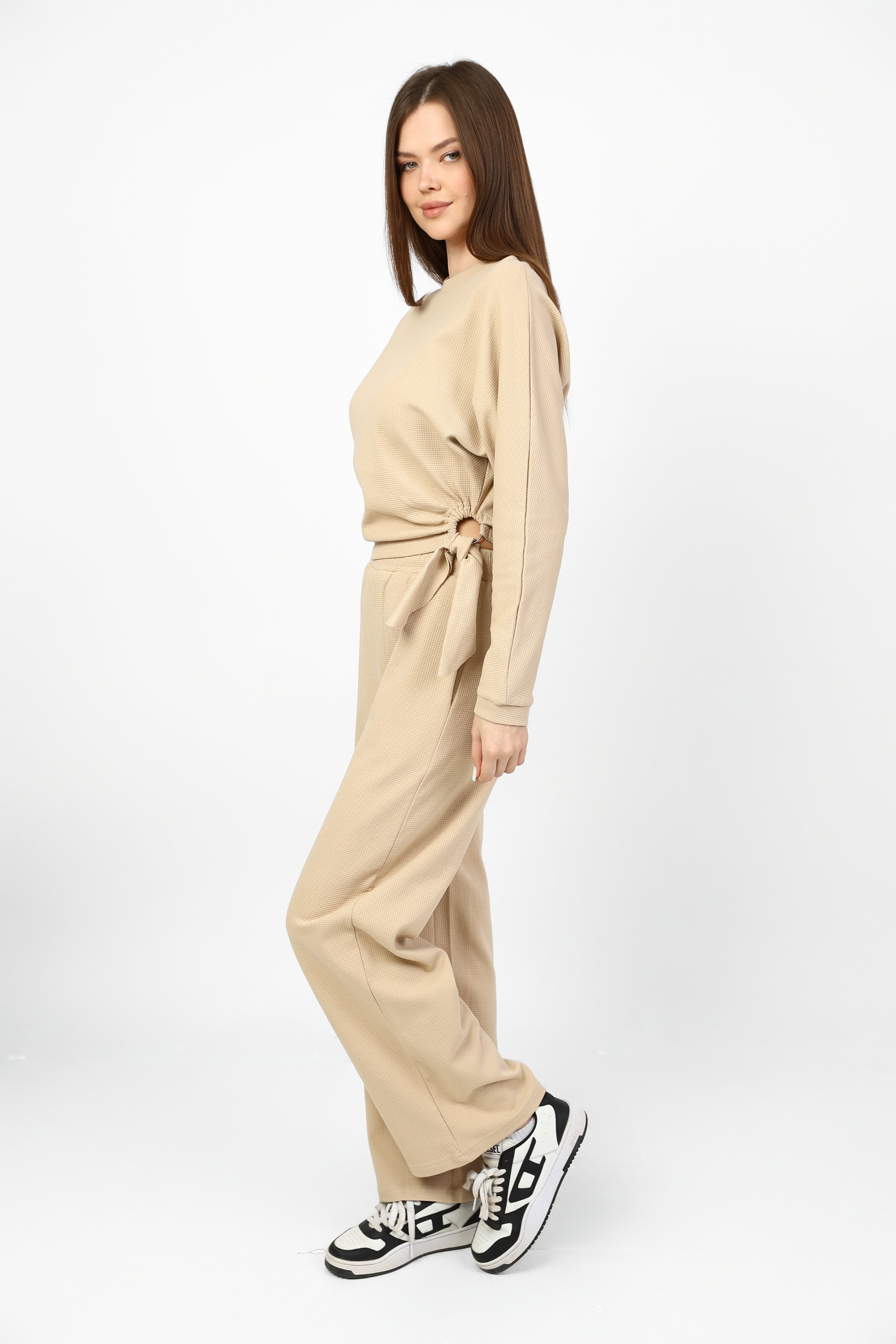 Comfortable two-piece set with stylish side tie.