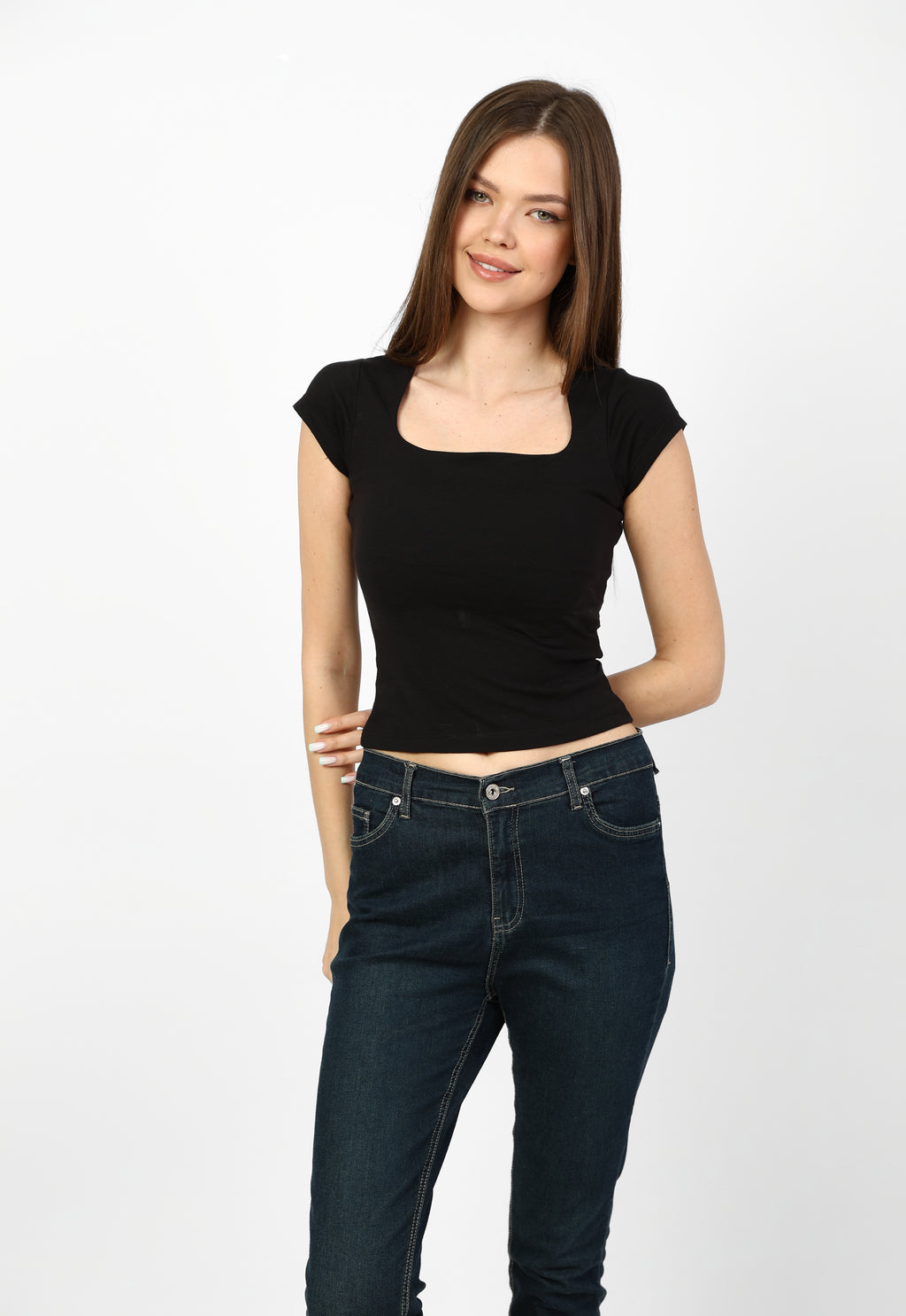 Casual top with high waist and sleeves short