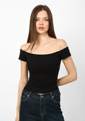 Classic Off Shoulder black soft top.
