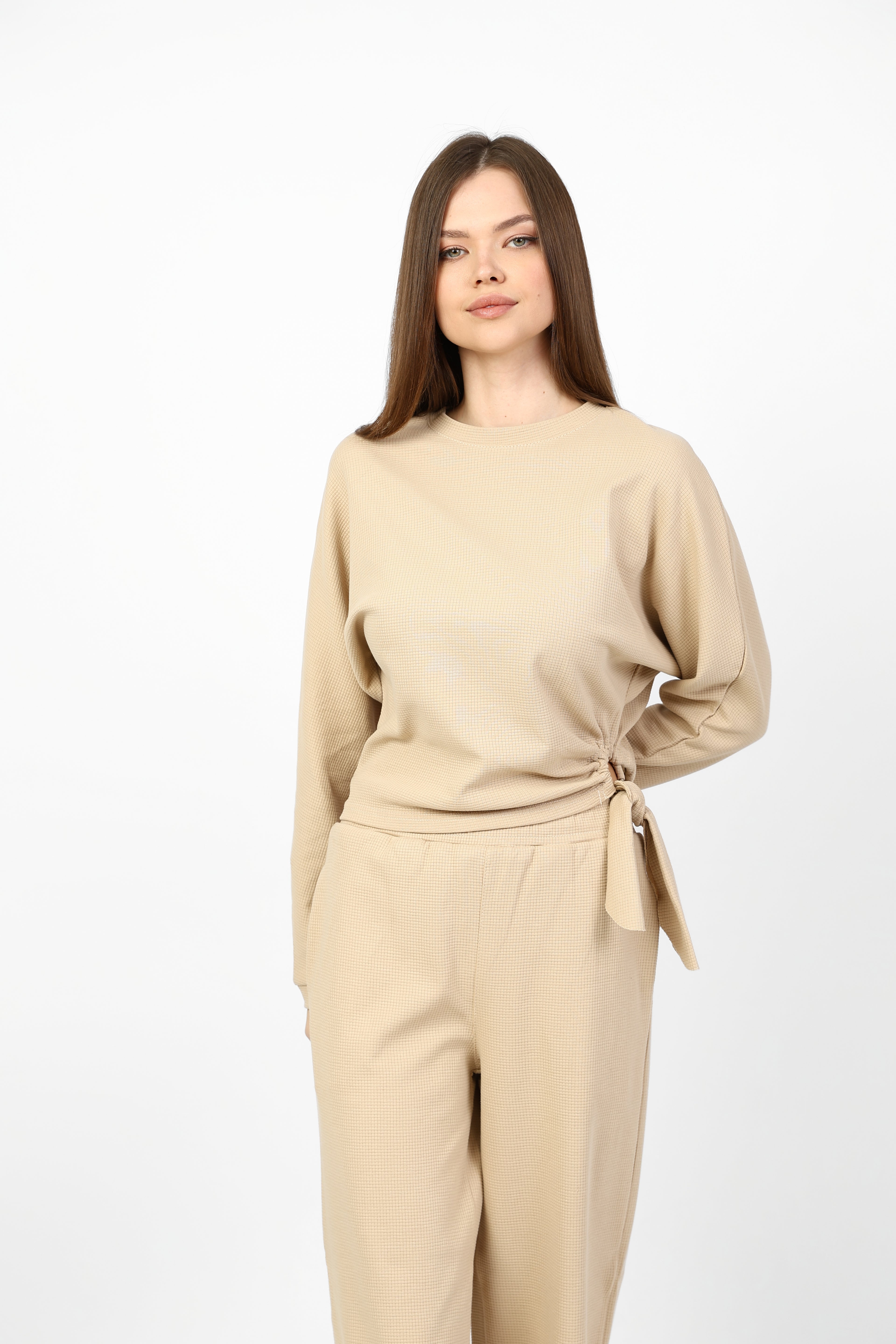 Comfortable two-piece set with stylish side tie.